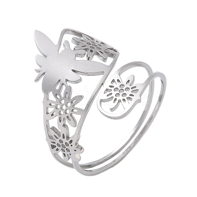 304 Stainless Steel Adjustable Cuff Rings RJEW-Z090-01P-1