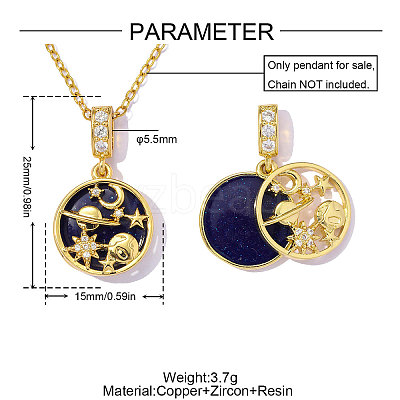 Brass Micro Pave Clear Cubic Zirconia Pendants CU-OY001-66G-1