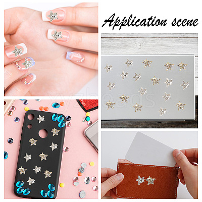 40Pcs 2 Colors Star Alloy Rhinestone Cabochons MRMJ-HY0001-27-1