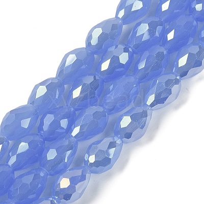 Opaque Solid Color Electroplate Glass Beads Strands X-EGLA-N013-J6mm-B06-1