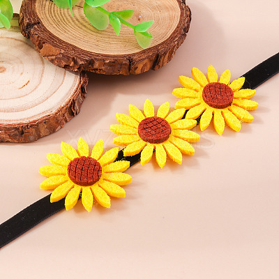 Felt 3 Sunflower Chokler Necklaces for Women FS-WG49D9B-01-1