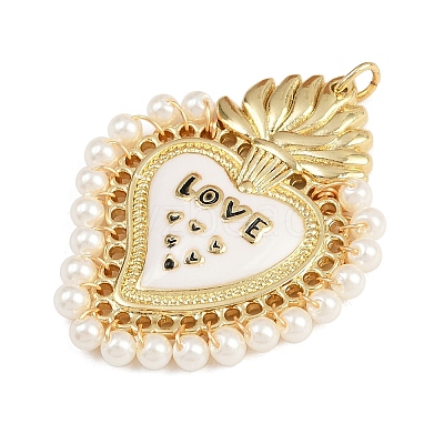 Brass White Enamel Pendants KK-L244-04G-1