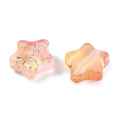 Transparent Spray Painted Frosted Glass Beads GLAA-NH0003-01B-1