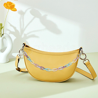2Pcs 2 Style Spray Painted Rainbow Color Acrylic Chain Bag Handles AJEW-WR0001-68-1