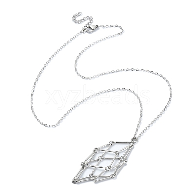 304 Stainless Steel Macrame Pouch Empty Stone Holder for Pendant Necklaces Making NJEW-JN04384-01-1