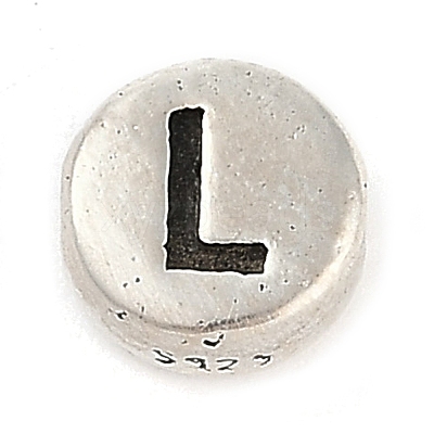 925 Sterling Silver Flat Round with Letter Beads LS-STER-G044-01AS-L-1