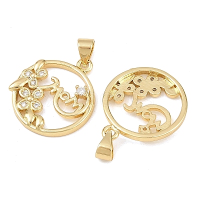 Mother's Day Brass Cubic Zirconia Pendants KK-L251-07G-02-1