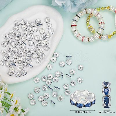120Pcs Brass Rhinestone Spacer Beads RB-SZ0001-07A-1