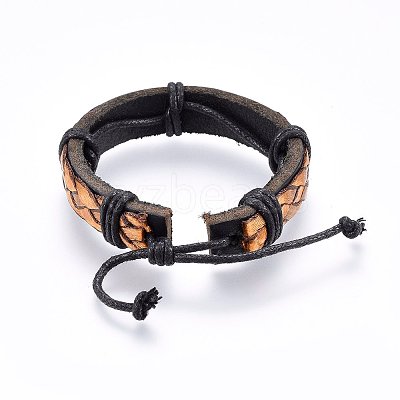 Braided Leather Cord Bracelets BJEW-F347-12-1