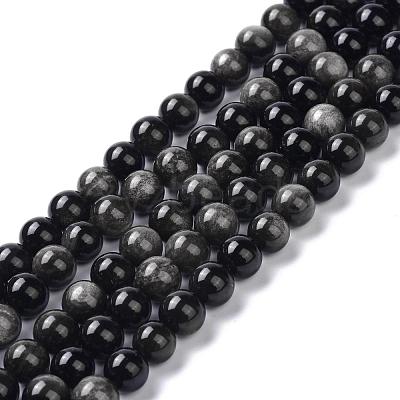 Natural Silver Obsidian Beads Strands G-D083-01C-1