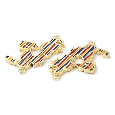 Rack Plating Brass Enamel Connector Charms KK-K332-33G-02-1
