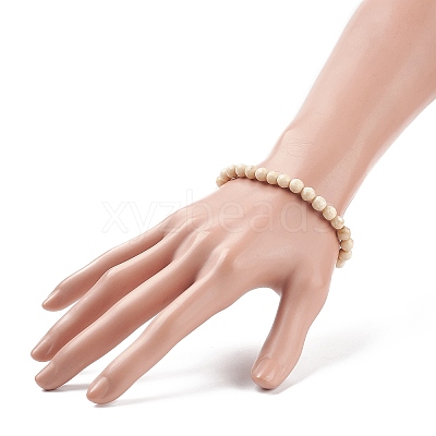 Natural Fossil Bead Stretch Bracelets BJEW-K212-A-015-1