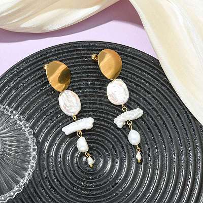 Natural Nucleated Baroque Keshi Pearl Stud Earrings EJEW-JE07152-1