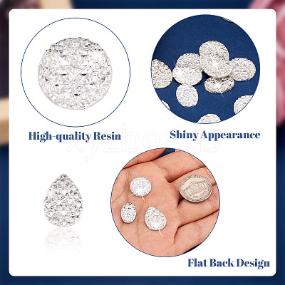 150Pcs 3 Styles Druzy Resin Cabochons RESI-CW0001-16-1