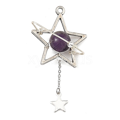Natural Amethyst Pendants PALLOY-TA00444-03-1