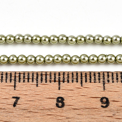 Baking Paint Pearlized Glass Pearl Bead Strands HY-N002-2mm-A07-1