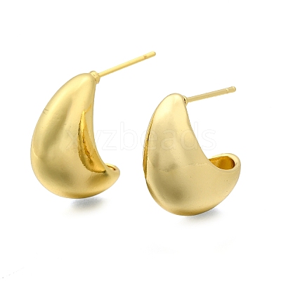 Brass Half Hoop Earrings EJEW-H104-18G-1