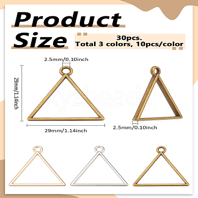 30Pcs 3 Colors Alloy Open Back Bezel Pendants FIND-LP0004-77-1