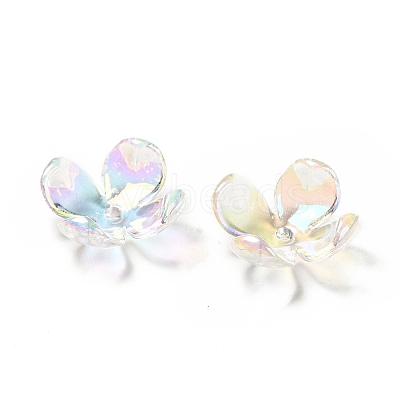 Transparent Acrylic Flower Bead Caps MACR-C009-15-1