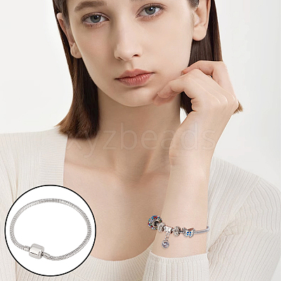 304 Stainless Steel European Style Bracelets for Jewelry Making STAS-PH0006-02B-1