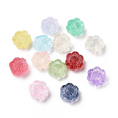Transparent Spray Painted Glass Beads GLAA-I050-03-1