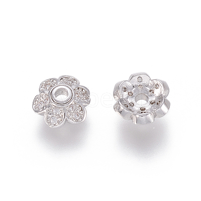 Brass Micro Pave Cubic Zirconia Fancy Bead Caps ZIRC-K080-05-1