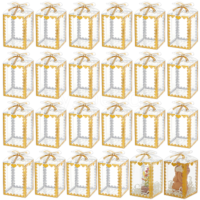 Folding Heart Print Transparent PVC Gift Packing Boxes CON-WH0085-192A-01-1