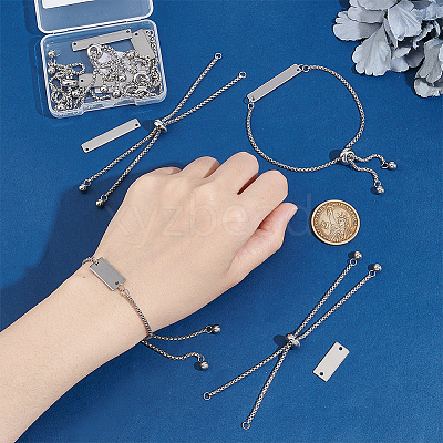 DIY Stamping Rectangle Slider Bracelet Making Kit DIY-UN0005-57-1