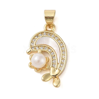Brass Micro Pave Clear Cubic Zirconia Pendants KK-I712-22G-1