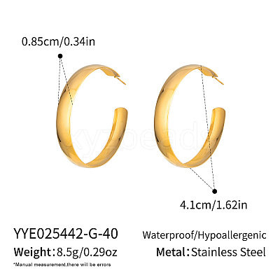 304 Stainless Steel C-shaped Stud Earrings EH4855-1-1