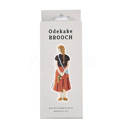 MIYUKI Seed Beads Walking Girls Brooch Making Kits DIY-H165-01D-1