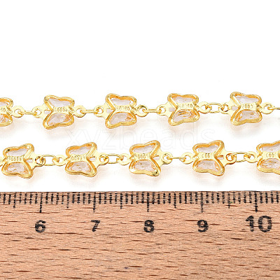 Brass Glass Butterfly Charm Link Chains CHC-T018-11B-G-1