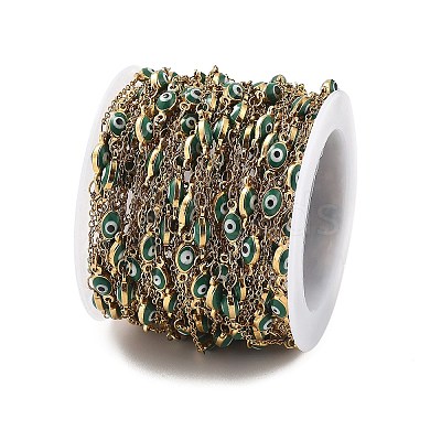 Enamel & 304 Stainless Steel Link Chains CHS-K021-10G-02-1