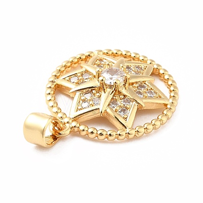 Rack Plating Brass Micro Pave Cubic Zirconia Pendants KK-B057-07G-1