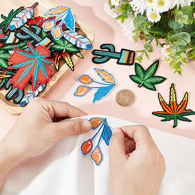 36Pcs 6 Style Polyester Fabrics Computerized Embroidery Cloth Sew on Patches PATC-FG0001-05-1