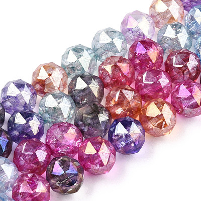 Transparent Electroplate Glass Beads Strands EGLA-N006-077I-1