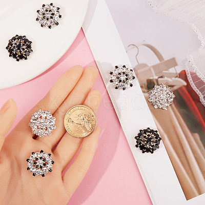 12Pcs 3 Colors 1-Hole Alloy Rhinestone Shank Buttons BUTT-GF0003-64-1
