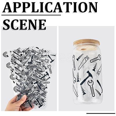 8Pcs 8 Styles PVC Plastic Waterproof Decorative Sticker Labels DIY-SP0004-93A-1