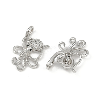 Brass Micro Pave Cubic Zirconia Pendants KK-C093-12P-1