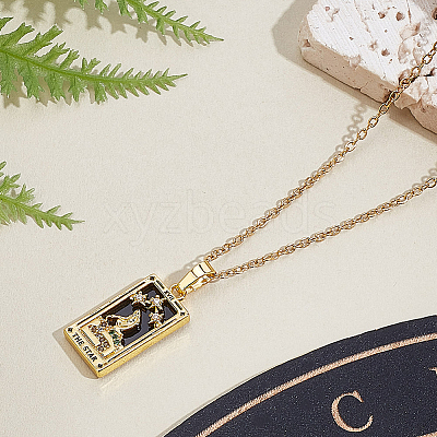 Brass with Cubic Zirconia Pendants Necklaces NJEW-LP0001-45D-G-1