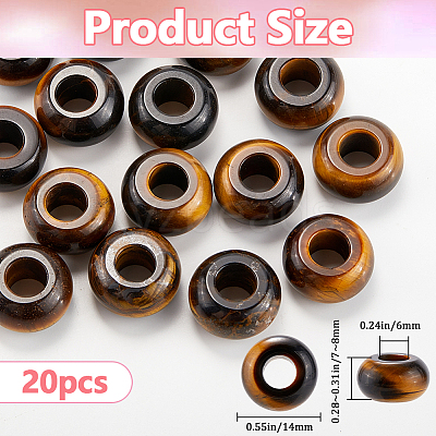 20Pcs Natural Tiger Eye European Beads G-SP0001-01B-02-1