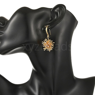 Brass Micro Pave Clear Cubic Zirconia Dangle Earrings for Women EJEW-JE07502-1