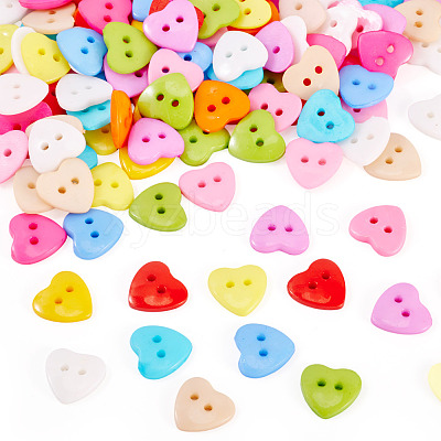 150Pcs Acrylic Heart Buttons BUTT-TA0001-38-1