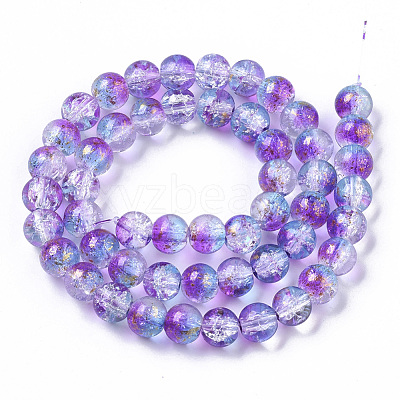 Transparent Spray Painted Crackle Glass Bead Strands GLAA-N035-03C-A03-1