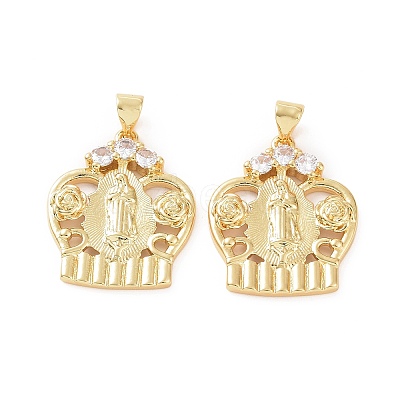 Brass Micro Pave Cubic Zirconia Pendants ZIRC-P106-20G-1