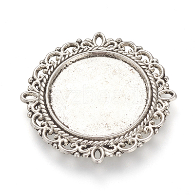 Tibetan Style Alloy Cabochon Connector Settings X-TIBE-T003-13AS-NR-1