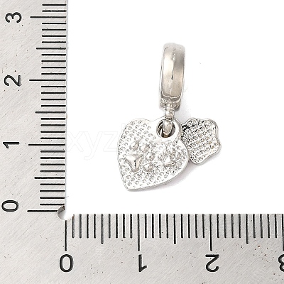 Rack Plating Alloy Light Rose Rhinestone European Dangle Charms PALLOY-S189-29P-1