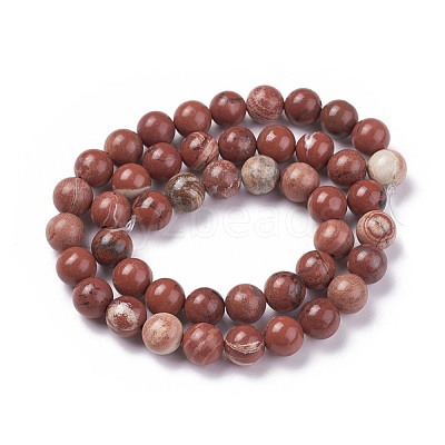 Natural Red Jasper Beads Strands X-G-F348-02-8mm-1