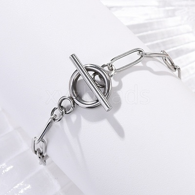 Tarnish Resistant 304 Stainless Steel Paperclip Chain Bracelets BJEW-JB04967-1