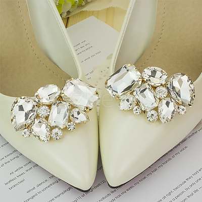 Elegant Alloy Rhinestone Detachable Shoe Buckle Clips AJEW-FG0002-31-1